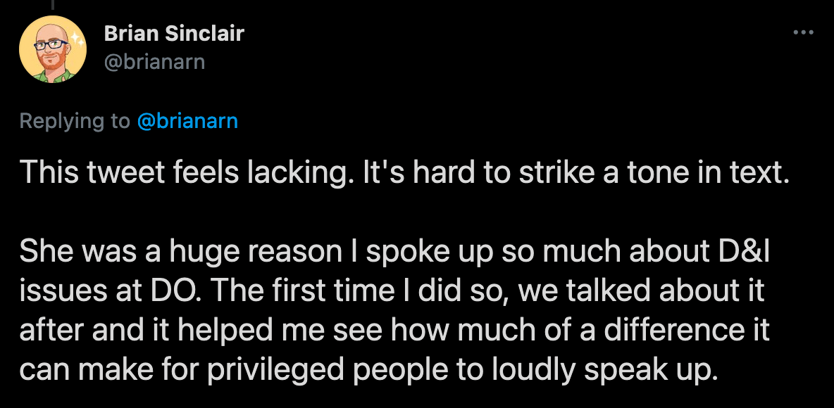 Screenshot of second tweet in thread
